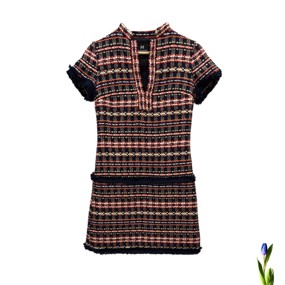 M Madderson London Plaid Mini Dress - Black and Red Size 8